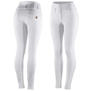 Pantalon d'équitation blanc de la marque Horze, collection Tara. Parfait pour les concours